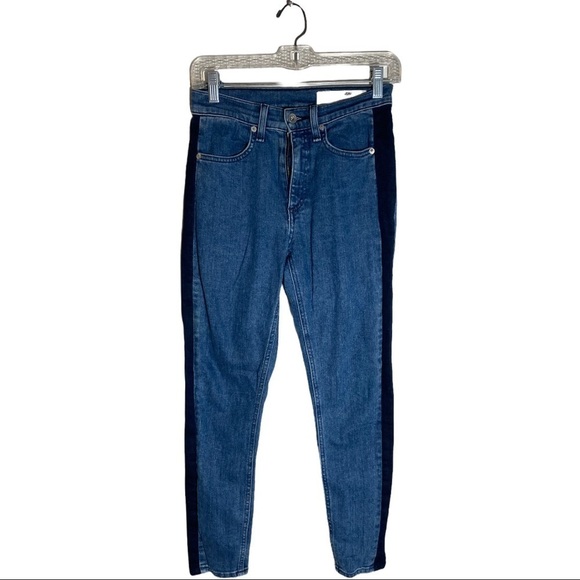 Rag & Bone Mazie Jean High Rise Skinny Leg in Double Indigo Side Stripe - Picture 3 of 5
